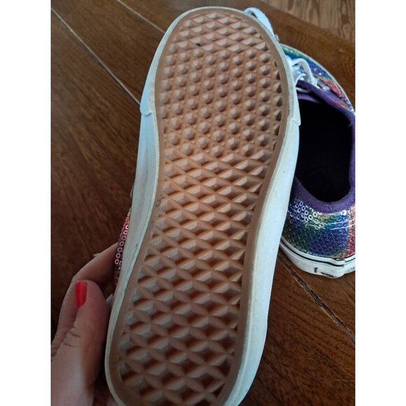 Vans Rainbow Sequins Classic Low Lace up Sneakers Mens 6.5 Women 8 - Picture 3 of 5